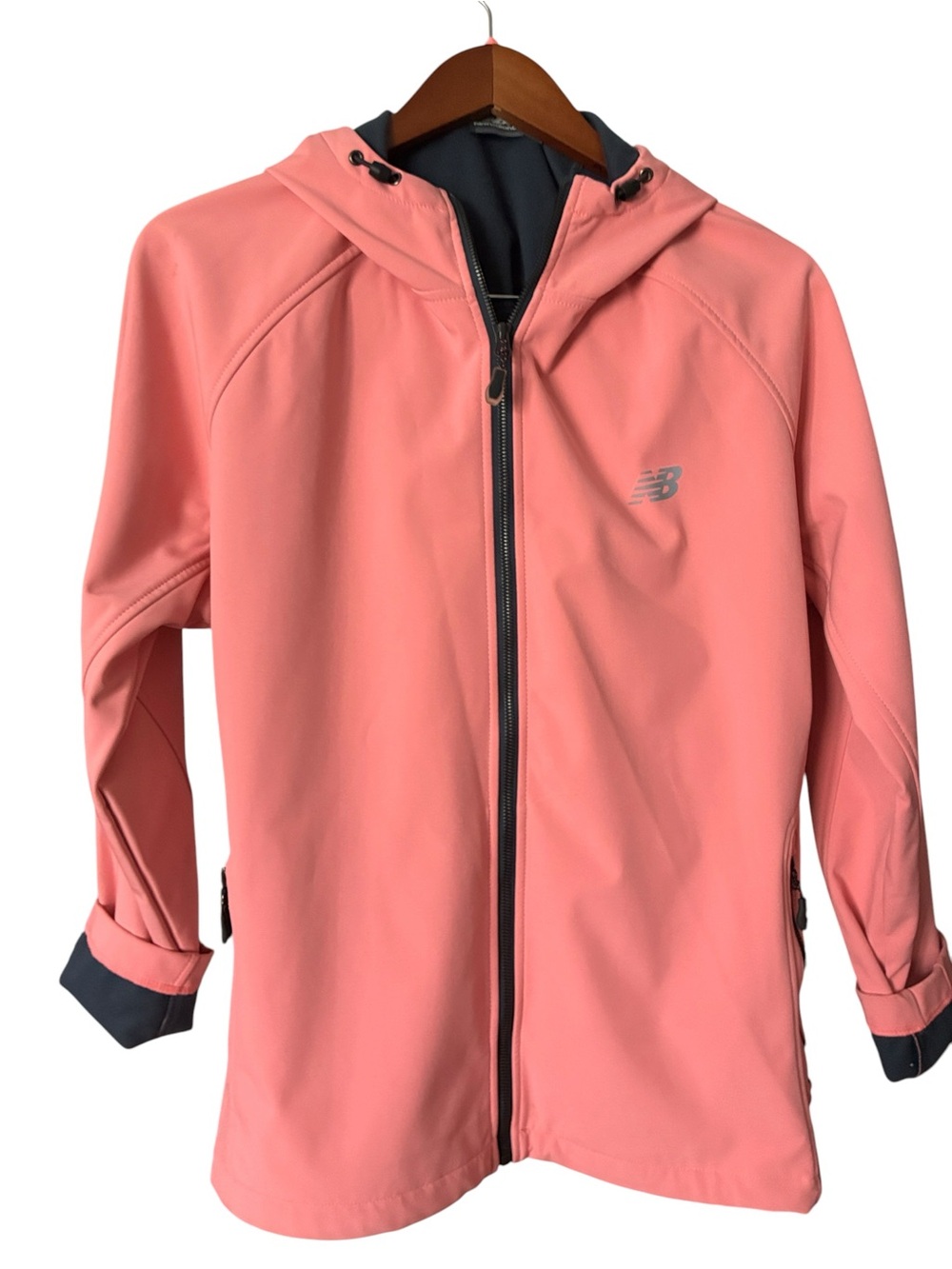 New Balance Coral-Pink Hooded Zip Rain Jacket